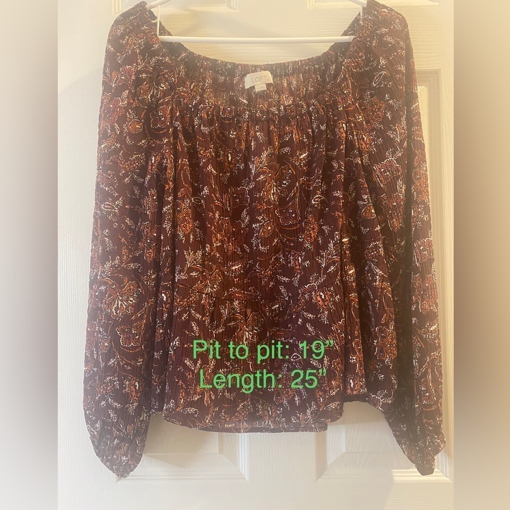 NWT Loft by Ann Taylor Chiffon Floral Long Sleeve Blouse size Small - Picture 6 of 8